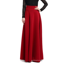 2019 New High Waist Pleat Elegant Skirt Wine Red Black Solid Color Long Skirts Women Faldas Saia 5XL Plus Size Ladies Jupe